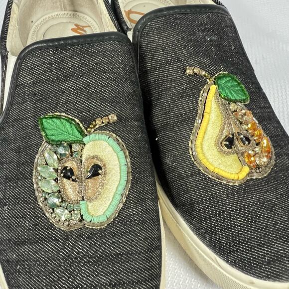 SAM EDELMAN Evelina Pear Apple Jeweled Embroidered Sneaker Women 9 - Picture 3 of 14